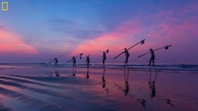 Stilt fishermen, Nam Dinh, VIetnam